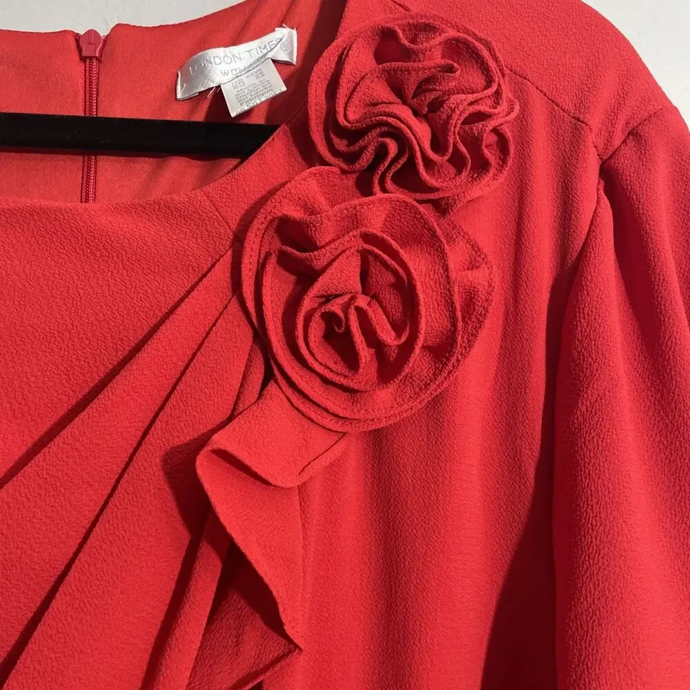London Times Women’s 22W Cherry Red Dress NWT Plus Size Cocktail Party Dress